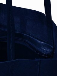 Navy Star Print Suede Leather Tote | Byall
