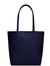 Navy Zip Top Leather Tote Shopper Bag | Bread - Navy Blue