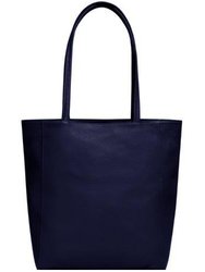 Navy Zip Top Leather Tote Shopper Bag | Bread