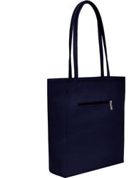 Navy Zip Top Leather Tote Shopper Bag | Bread