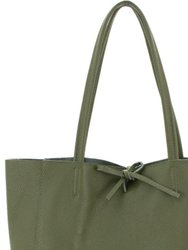 Olive Pebbled Leather Tote Shopper | Bairi