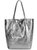 Pewter Metallic Leather Tote Shopper Bag | Bbdar - Pewter