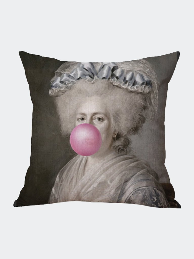 Pink Bubblegum Oil Painting Cushion Pillow - Multicolour