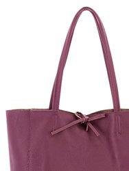 Plum Pebbled Leather Tote Shopper | Brilx