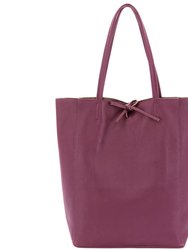 Plum Pebbled Leather Tote Shopper | Brilx