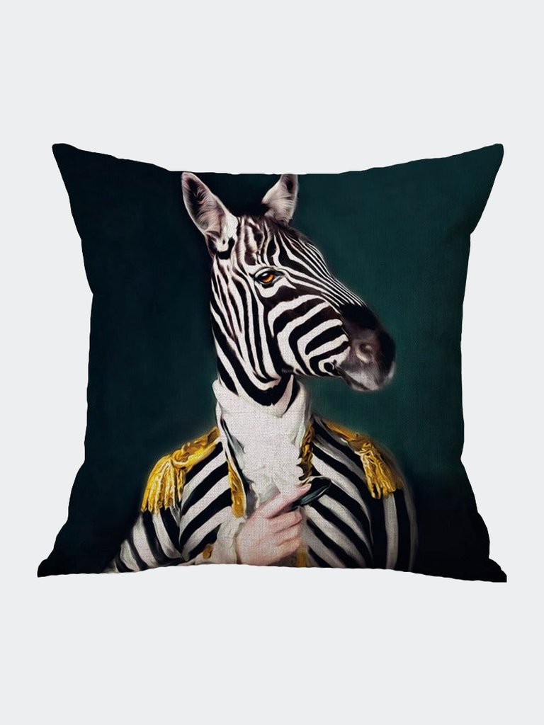 Proud Day For A Military Zebra Cushion Pillow - Multicolour