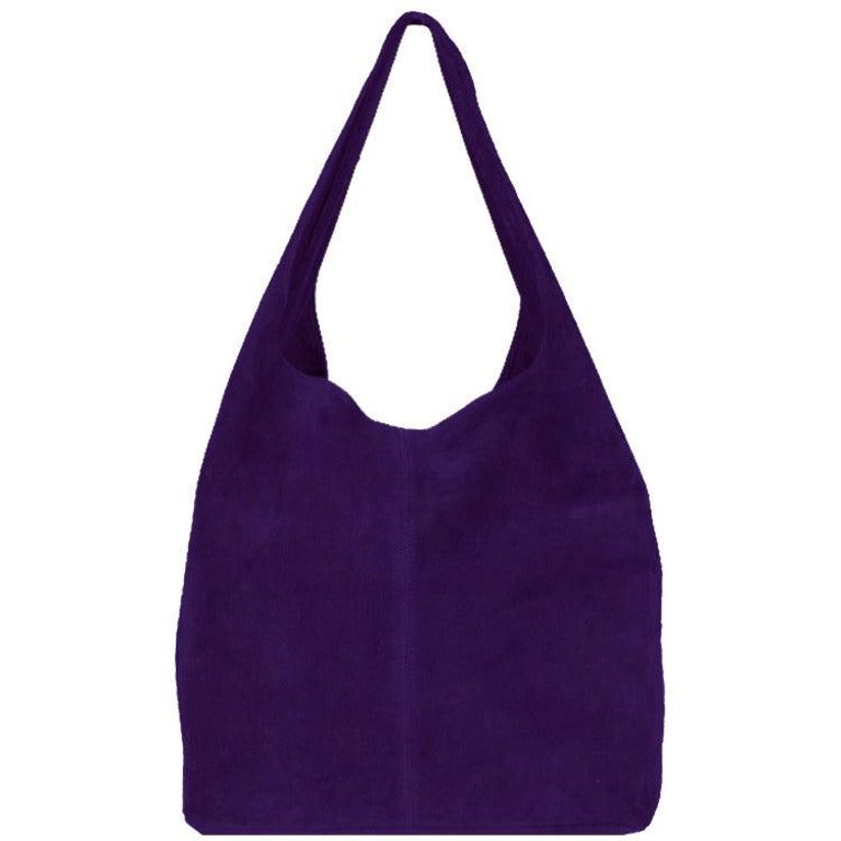 Purple Soft Suede Leather Hobo Shoulder Bag - Purple