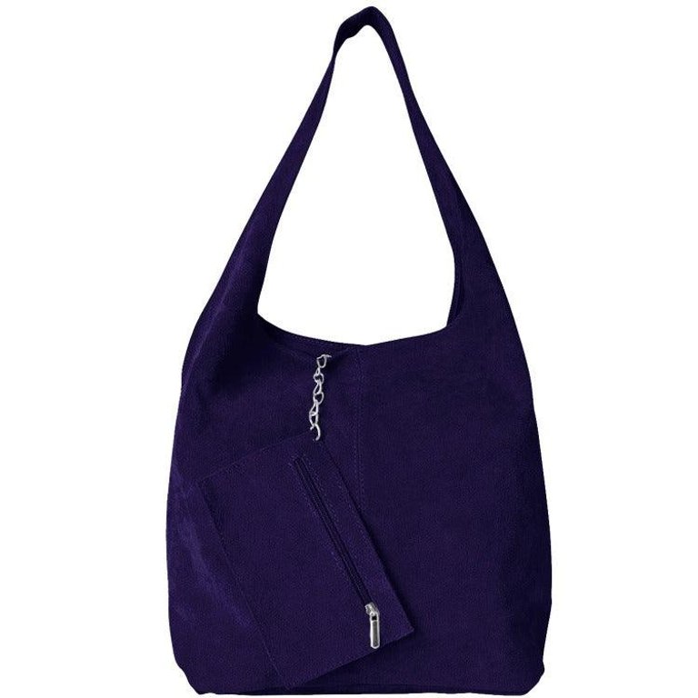 Purple Soft Suede Leather Hobo Shoulder Bag