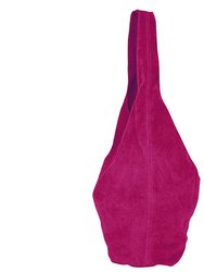 Raspberry Soft Suede Hobo Shoulder Bag | Byxxb