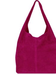 Raspberry Soft Suede Hobo Shoulder Bag | Byxxb - Raspberry