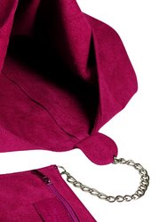 Raspberry Soft Suede Hobo Shoulder Bag | Byxxb