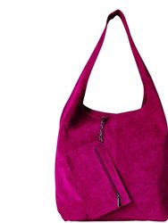 Raspberry Soft Suede Hobo Shoulder Bag | Byxxb