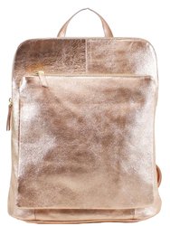 Rose Gold Convertible Metallic Leather Pocket Backpack - Rose Gold