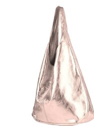 Rose Gold Metallic Leather Hobo Shoulder Bag