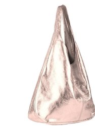 Rose Gold Metallic Leather Hobo Shoulder Bag