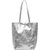 Silver Metallic Leather Tote Shopper Bag | Bbddn
