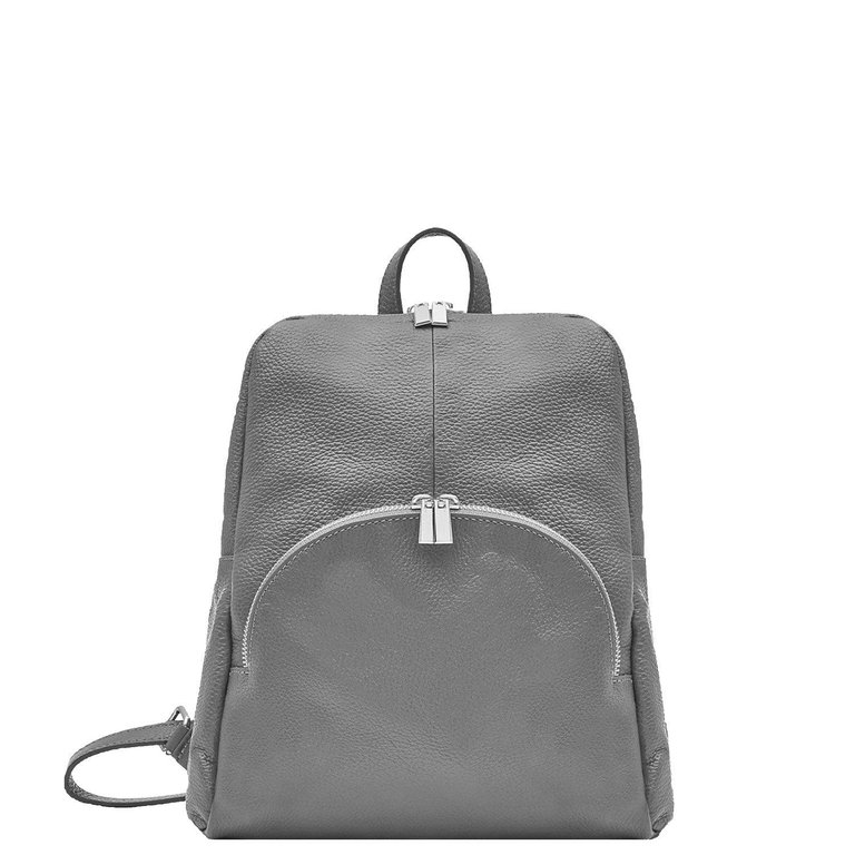 Slate Grey Small Pebbled Leather Backpack | Bxbxr - Slate Grey