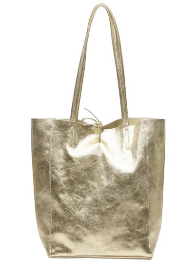 Sostter Soft Gold Metallic Leather Tote Shopper Bag | Bydrx product