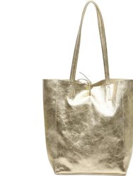 Soft Gold Metallic Leather Tote Shopper Bag | Bydrx