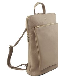 Stone Soft Pebbled Premium Leather Pocket Backpack