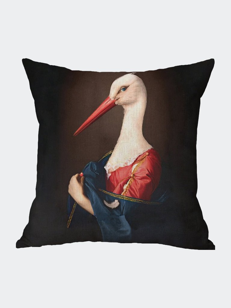 Swan In Full Regalia Oil Painting Cushion Pillow - Multicolour
