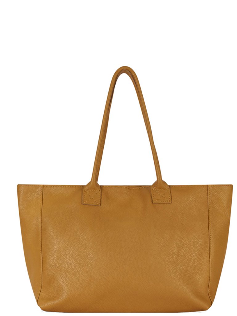 Tan Horizontal Zipped Leather Tote | Bredb - Tan Camel