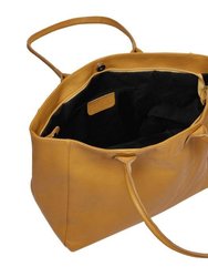 Tan Horizontal Zipped Leather Tote | Bredb