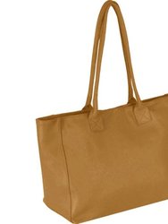 Tan Horizontal Zipped Leather Tote | Bredb