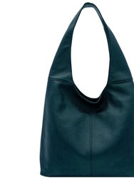 Teal Soft Pebbled Leather Hobo Bag