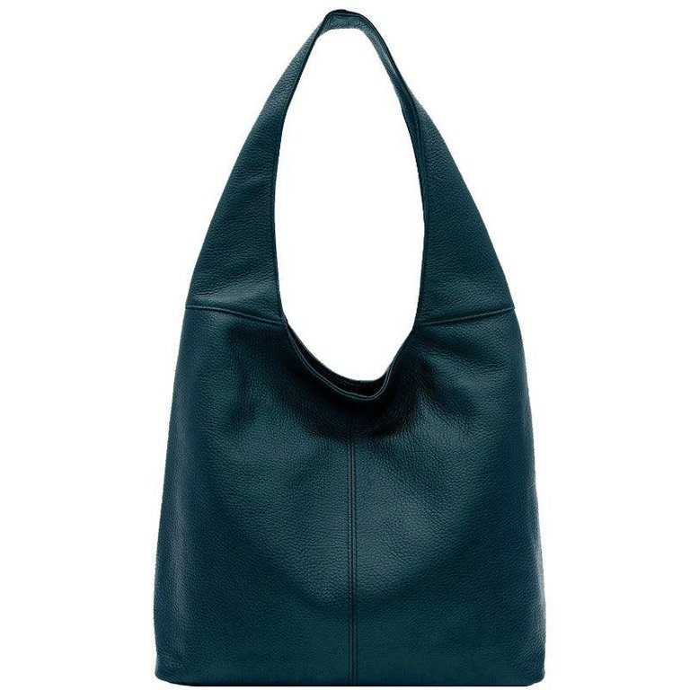 Teal Soft Pebbled Leather Hobo Bag