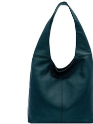 Teal Soft Pebbled Leather Hobo Bag - Teal Green