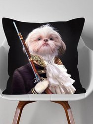 White Dog With Rifle Oil Painting Cushion Pillow
