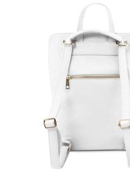 White Soft Pebbled Leather Pocket Backpack | Biyie