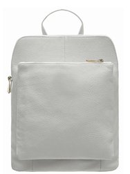 White Soft Pebbled Leather Pocket Backpack | Biyie - White