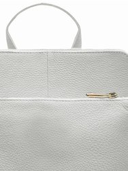 White Soft Pebbled Leather Pocket Backpack | Biyie
