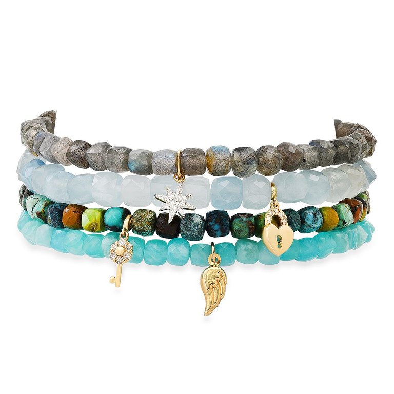 Faith In Yourself Diamond Charm Bracelets - Labradorite/Aquamarine/Turquoise/Amazonite