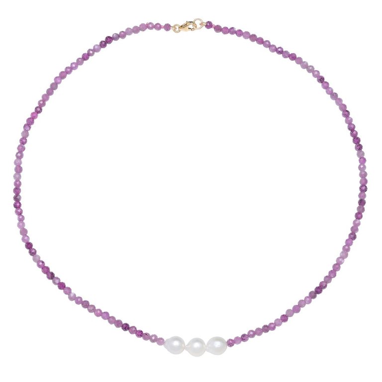 Star Ruby And Pearl Necklace - Purple