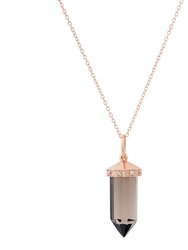 Smokey Topaz And Diamond Pendulum Necklace - Rose Gold