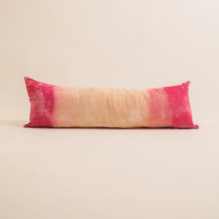 Silk Velvet Lumbar Pillow - Strawberry Dip