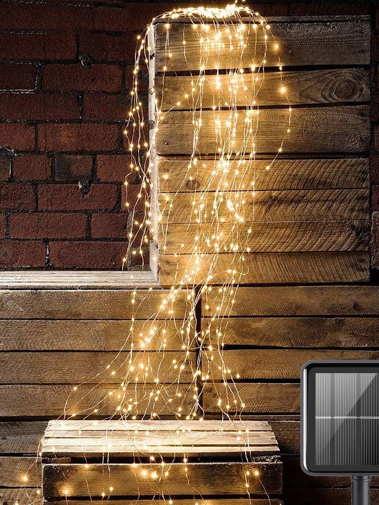 220 LED Solar Firefly Bunch Copper Wire String Light - Warm Color