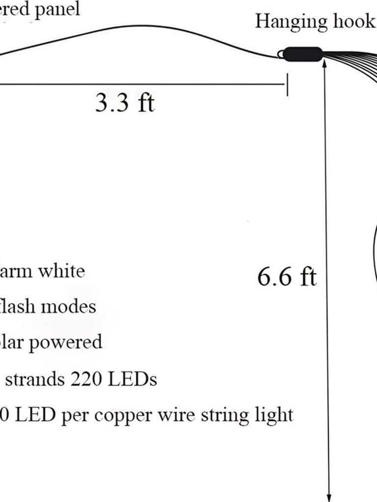 220 LED Solar Firefly Bunch Copper Wire String Light