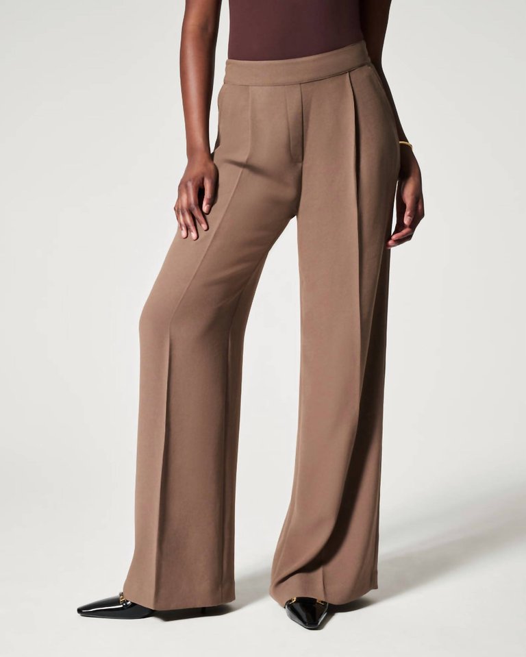 Crepe Pleated Trouser In Cedar - Cedar