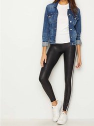 Faux Leather Stripe Legging - Very Black