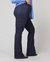 Faux Suede Flare Pants In Navy