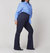 Faux Suede Flare Pants In Navy