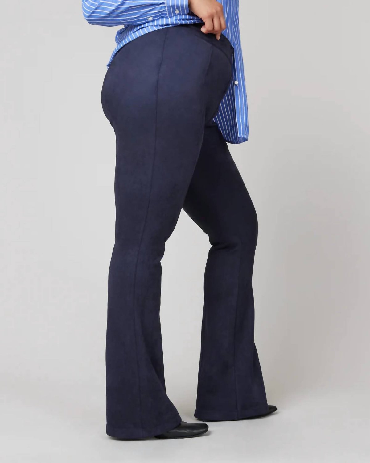 Spanx Navy Faux Suede Flare Pants