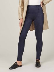 Faux Suede Leggings In Classic Navy - Classic Navy