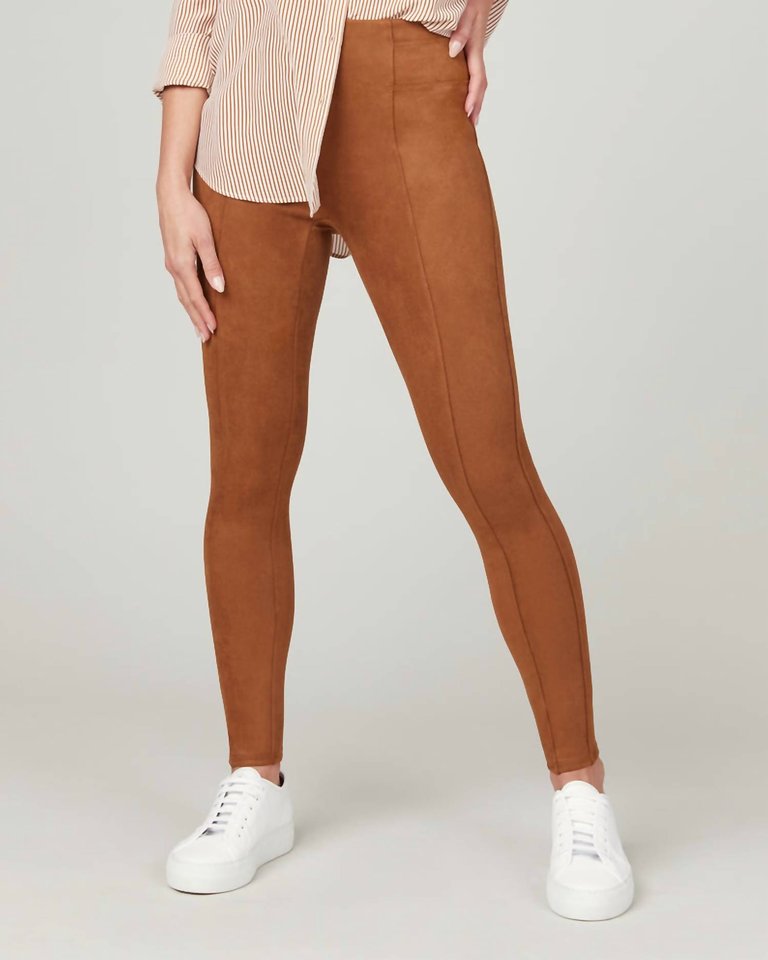 Faux Suede Leggings In Rich Caramel - Rich Caramel