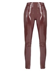 SPANX Women's Ruby Patent Faux Leather Leggings Pants - Red