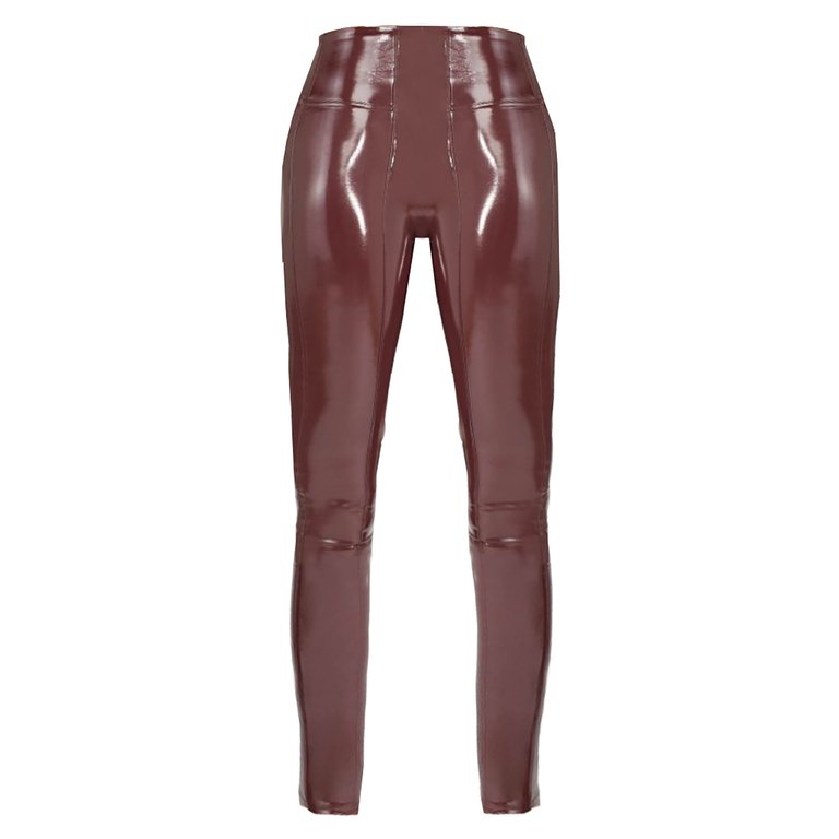 Women's Ruby Patent Faux Leather Leggings - Red